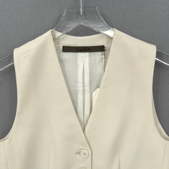 ENZA COSTA Crepe Vest Womens Small Cream Cropped Button Front NEW - Picture 6 of 16